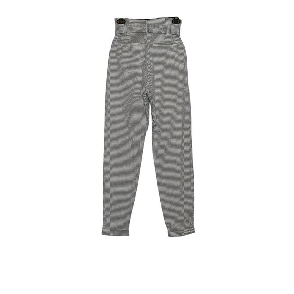 H&M white blue pinstripes pleated high waist pants size 4 - Picture 2 of 14